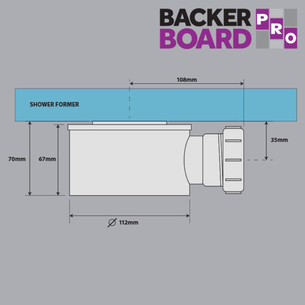 Backer Board PRO Shower Tray + Linear Drain Kit Drain Dimensions